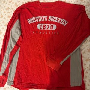Vintage Ohio State Buckeyes Red and Gray Men's Shirt